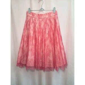 NEW J.Crew Lace Overlay A-line Skirt Contrast Beige Lined Pockets Size 00 Pink
